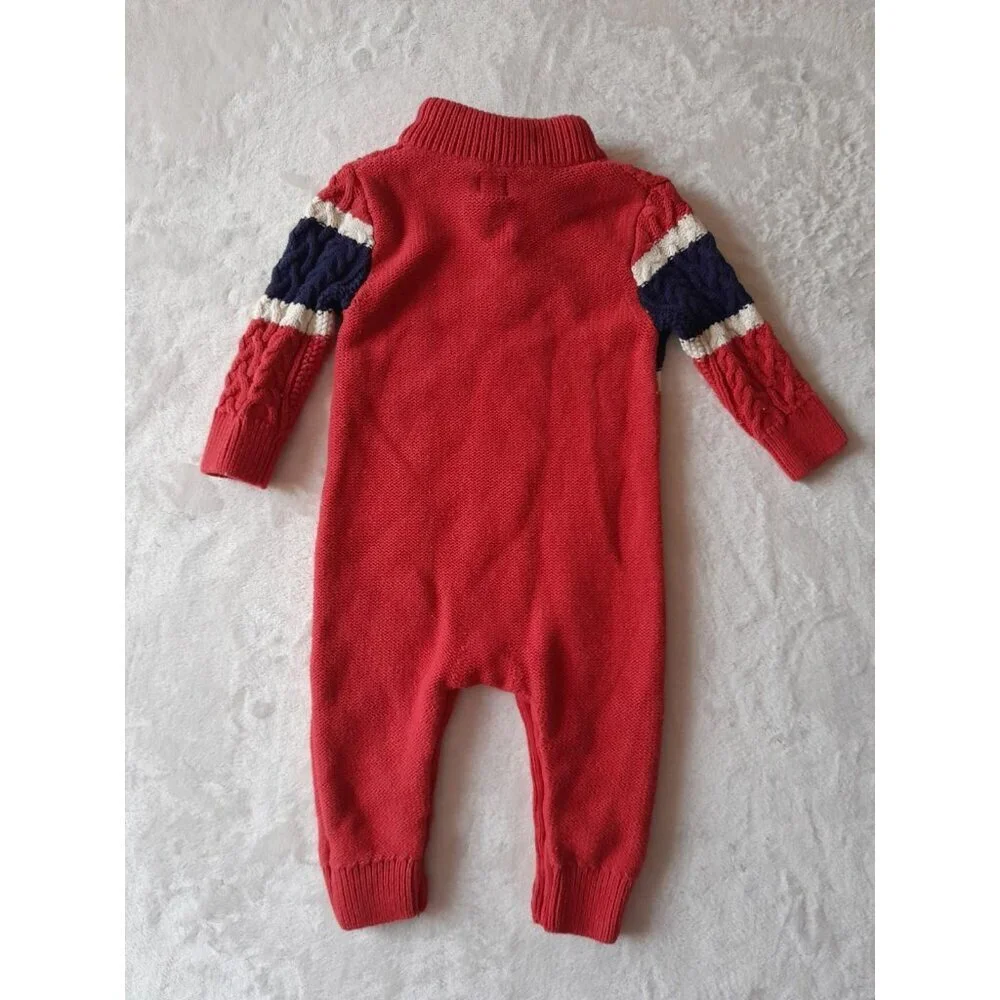 Baby Gap Boys Cable Knit Holiday One Piece Sweater Bodysuit Winter 6-12 Mos